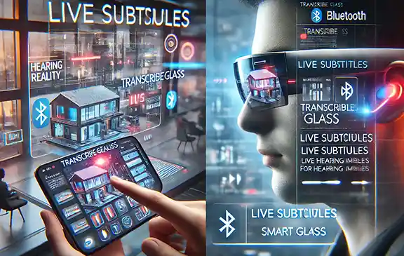 عینکی که به صورت زنده زیرنویس می‌زند عینک TranscribeGlass